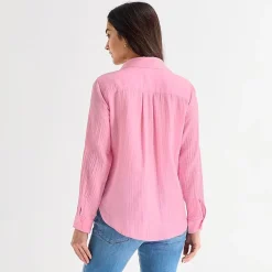 St. John's Bay Womens Long Sleeve Relaxed Fit Button-Down Shirt