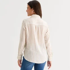 St. John's Bay Womens Long Sleeve Relaxed Fit Button-Down Shirt