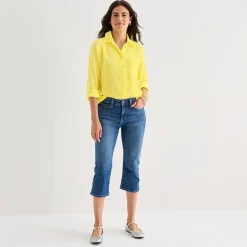 St. John's Bay Womens Long Sleeve Relaxed Fit Button-Down Shirt