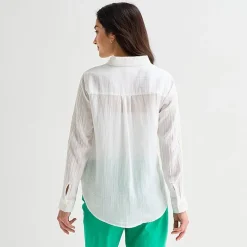 St. John's Bay Womens Long Sleeve Relaxed Fit Button-Down Shirt