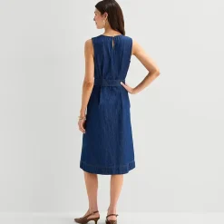 St. John's Bay Womens Midi Crew Neck Long Sleeve Fit + Flare Dress