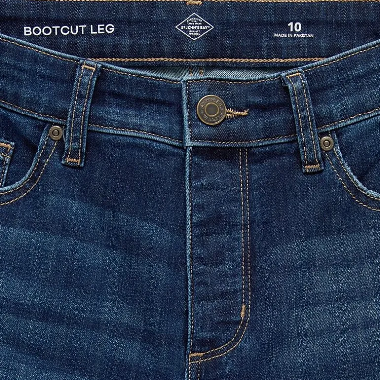 St. John's Bay Womens Mid Rise Adaptive Bootcut Easy-on + Easy-off Jean