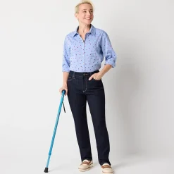 St. John's Bay Womens Mid Rise Adaptive Easy-on + Easy-off Straight Leg Jean