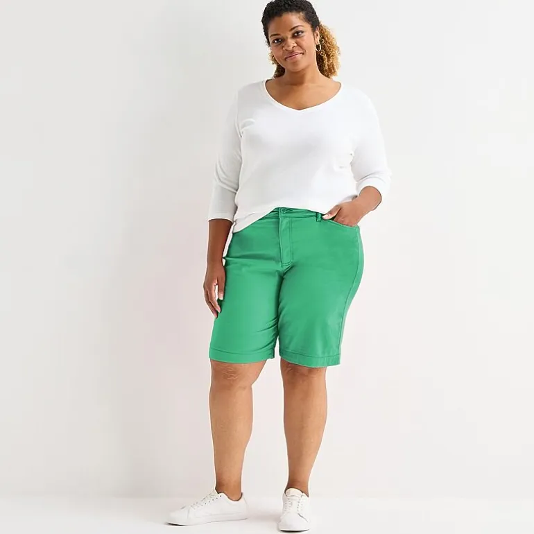St. John's Bay Womens 11" Mid Rise Plus Bermuda Short