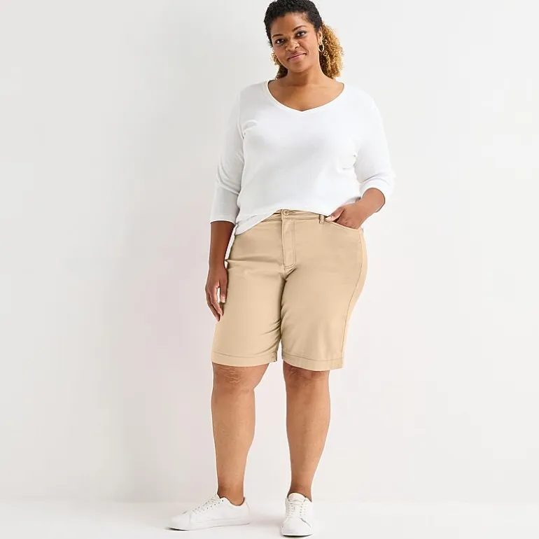 St. John's Bay Womens 11" Mid Rise Plus Bermuda Short