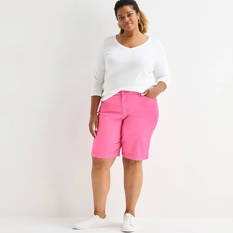 St. John's Bay Womens 11" Mid Rise Plus Bermuda Short