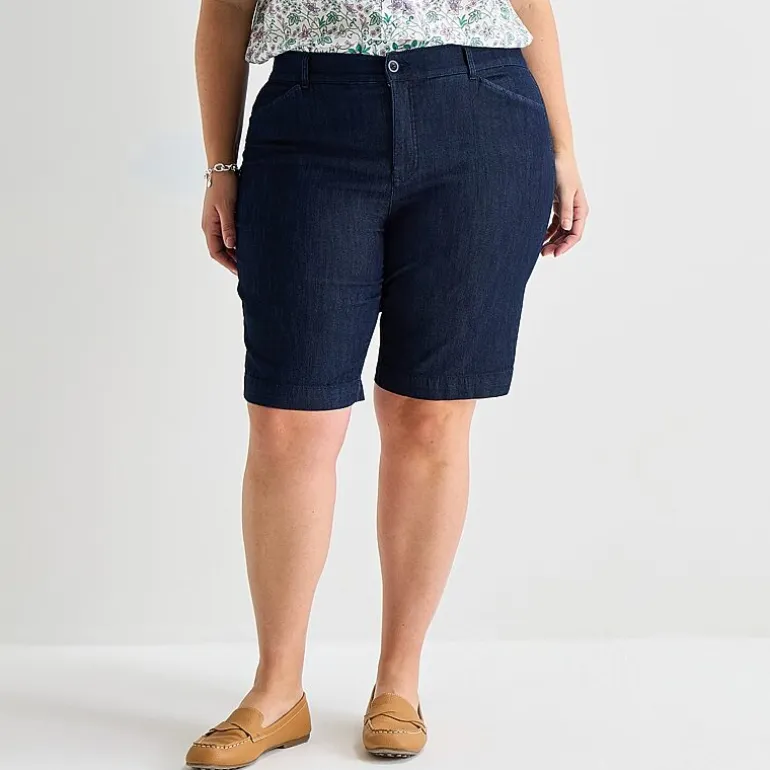 St. John's Bay Womens 11" Mid Rise Plus Bermuda Short