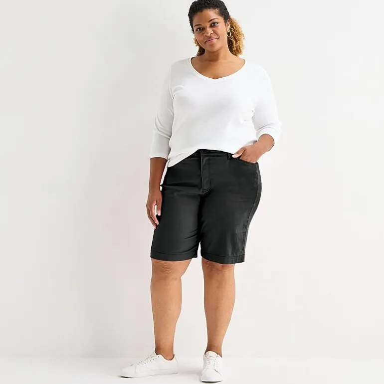 St. John's Bay Womens 11" Mid Rise Plus Bermuda Short