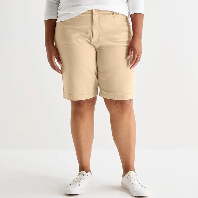 St. John's Bay Womens 11" Mid Rise Plus Bermuda Short