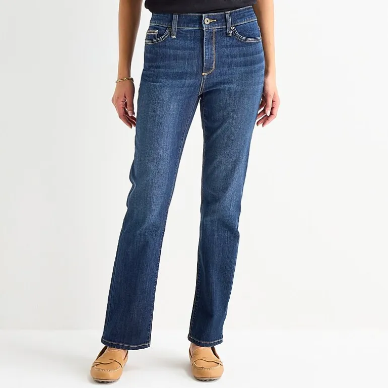 St. John's Bay Womens Mid Rise Secretly Slender Straight Leg Jean