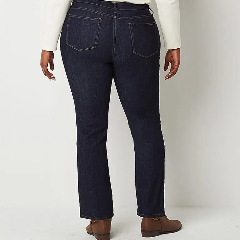 St. John's Bay Womens Mid Rise Secretly Slender Stretch Fabric Straight Leg Jean