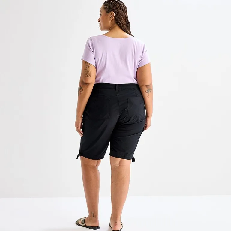 St. John's Bay Womens 12" Plus Adaptive Easy-on + Easy-off Cargo Bermuda Short