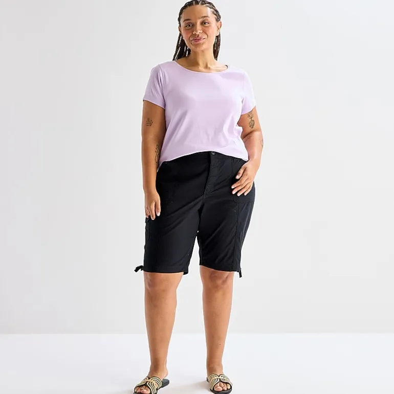 St. John's Bay Womens 12" Plus Adaptive Easy-on + Easy-off Cargo Bermuda Short