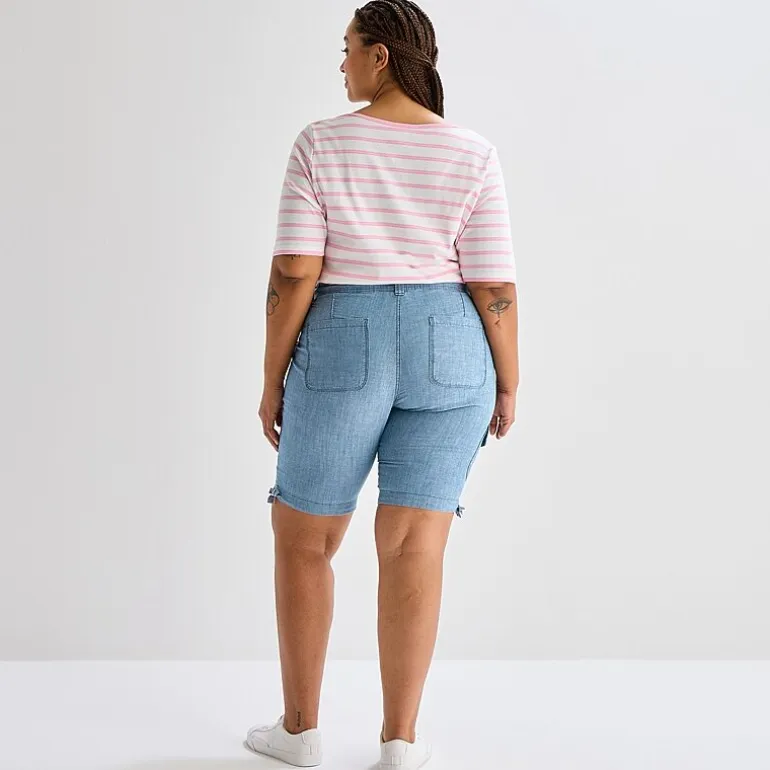 St. John's Bay Womens 12" Plus Adaptive Easy-on + Easy-off Cargo Bermuda Short