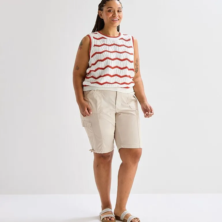 St. John's Bay Womens 12" Plus Adaptive Easy-on + Easy-off Cargo Bermuda Short