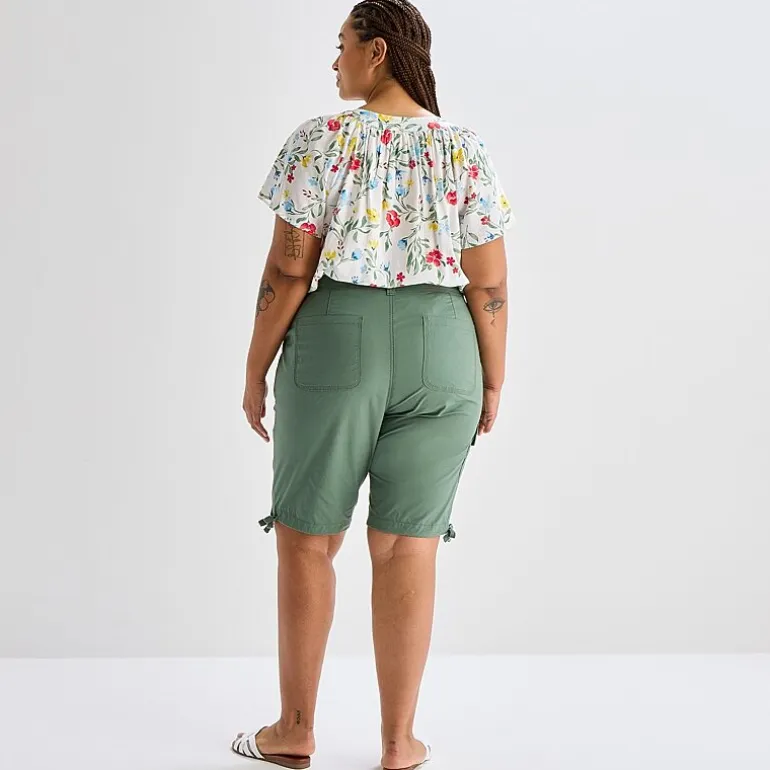 St. John's Bay Womens 12" Plus Adaptive Easy-on + Easy-off Cargo Bermuda Short