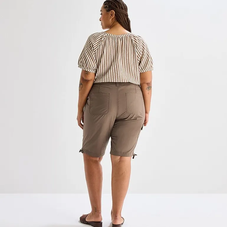 St. John's Bay Womens 12" Plus Adaptive Easy-on + Easy-off Cargo Bermuda Short