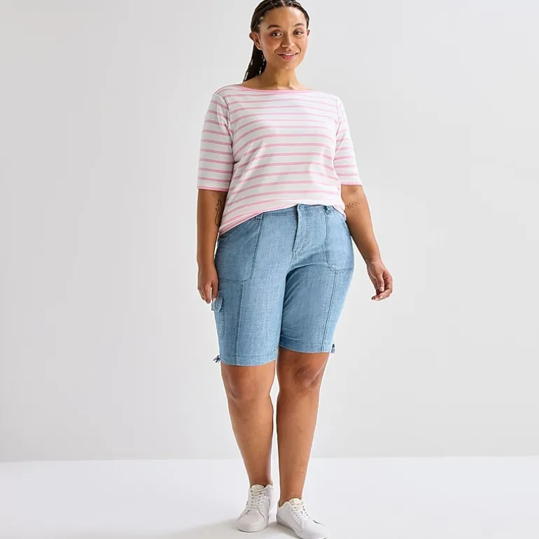 St. John's Bay Womens 12" Plus Adaptive Easy-on + Easy-off Cargo Bermuda Short