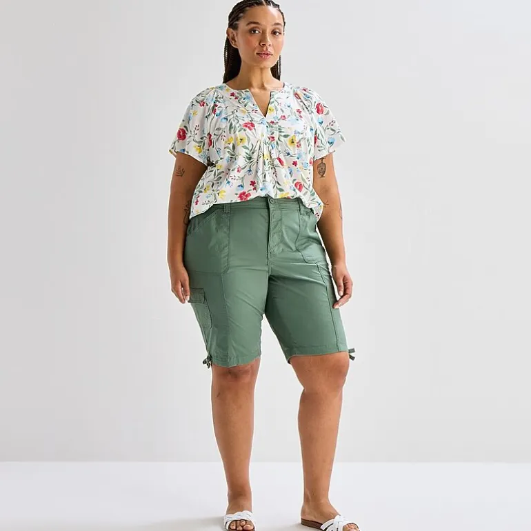 St. John's Bay Womens 12" Plus Adaptive Easy-on + Easy-off Cargo Bermuda Short