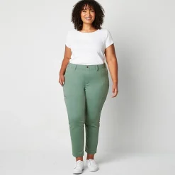 St. John's Bay Womens Plus Adaptive Easy-on + Easy-off Seated Wear Slim Mid Rise Trouser