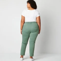 St. John's Bay Womens Plus Adaptive Easy-on + Easy-off Seated Wear Slim Mid Rise Trouser