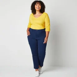 St. John's Bay Womens Plus Adaptive Easy-on + Easy-off Seated Wear Slim Mid Rise Trouser