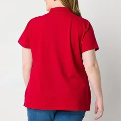 St. John's Bay Womens Plus Adaptive Short Sleeve Easy-on + Easy-off Polo Shirt