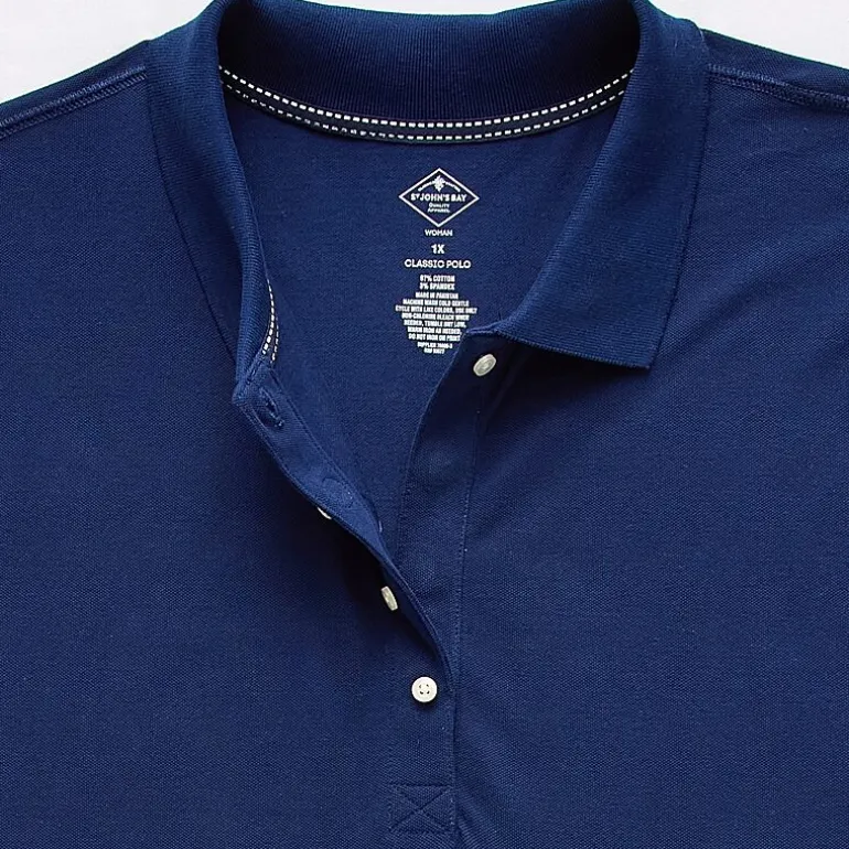 St. John's Bay Womens Plus Adaptive Short Sleeve Easy-on + Easy-off Polo Shirt
