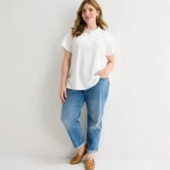 St. John's Bay Womens Plus Adaptive Short Sleeve Easy-on + Easy-off Polo Shirt