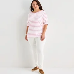 St. John's Bay Womens Plus Boat Neck Elbow Sleeve T-Shirt
