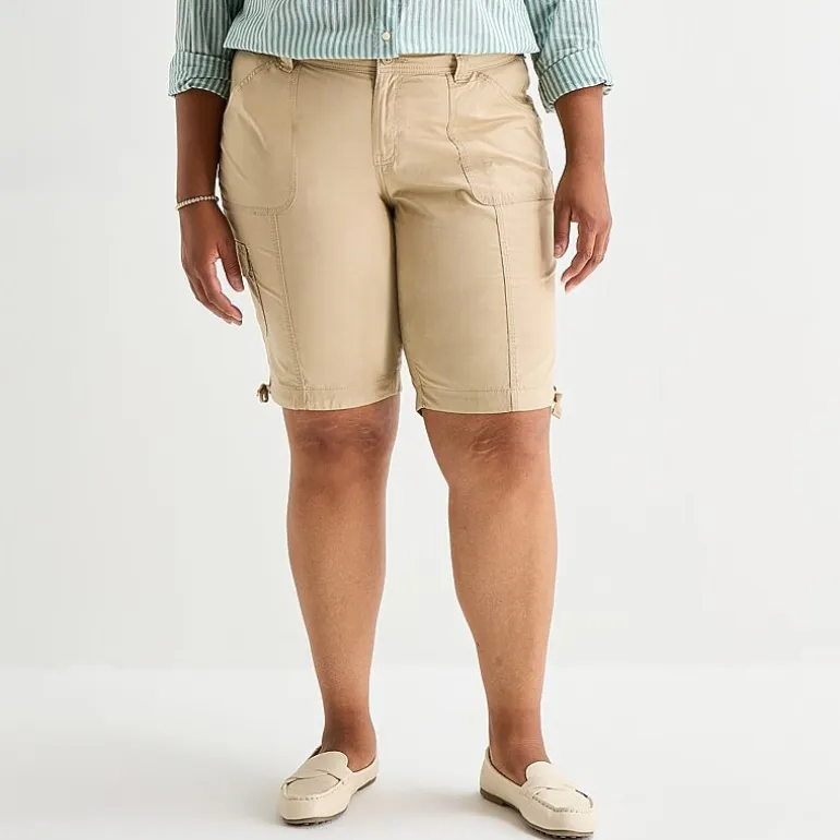 St. John's Bay Womens 11 1/2" Plus Cargo Bermuda Short