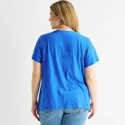 St. John's Bay Womens Plus Crew Neck Short Sleeve Regular Fit Graphic T-Shirt