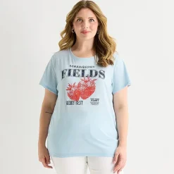 St. John's Bay Womens Plus Crew Neck Short Sleeve Regular Fit Graphic T-Shirt