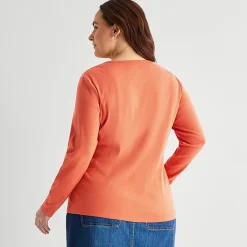 St. John's Bay Womens Plus Crew Neck Long Sleeve T-Shirt