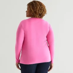 St. John's Bay Womens Plus Crew Neck Long Sleeve T-Shirt
