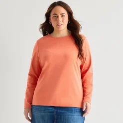 St. John's Bay Womens Plus Crew Neck Long Sleeve T-Shirt