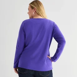 St. John's Bay Womens Plus Crew Neck Long Sleeve T-Shirt