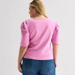St. John's Bay Womens Plus Crew Neck 3/4 Sleeve Knit Blouse