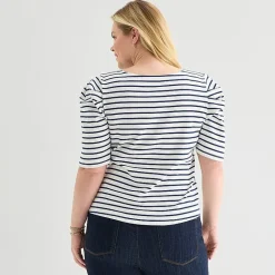 St. John's Bay Womens Plus Crew Neck 3/4 Sleeve Knit Blouse