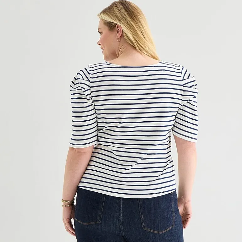 St. John's Bay Womens Plus Crew Neck 3/4 Sleeve Knit Blouse