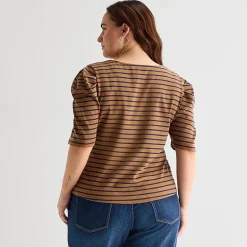 St. John's Bay Womens Plus Crew Neck 3/4 Sleeve Knit Blouse