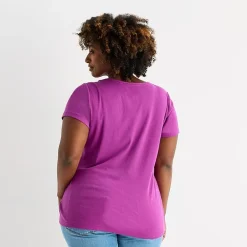 St. John's Bay Womens Plus Crew Neck Short Sleeve T-Shirt