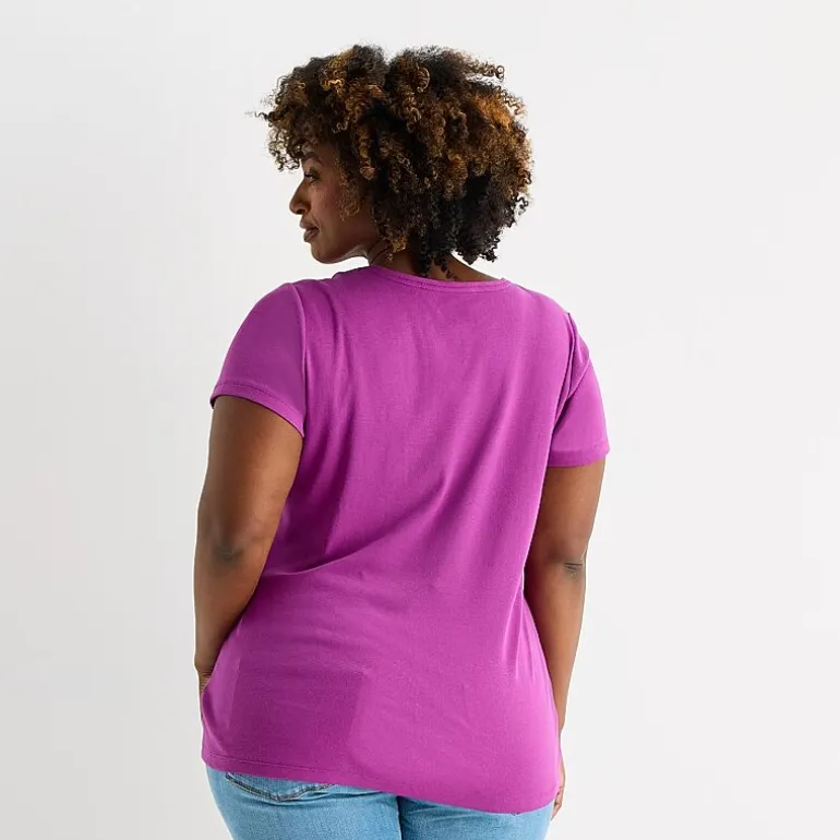 St. John's Bay Womens Plus Crew Neck Short Sleeve T-Shirt