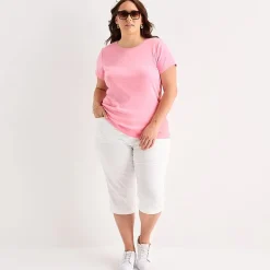 St. John's Bay Womens Plus Crew Neck Short Sleeve T-Shirt