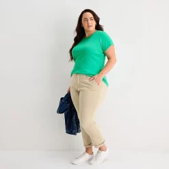 St. John's Bay Womens Plus Crew Neck Short Sleeve T-Shirt
