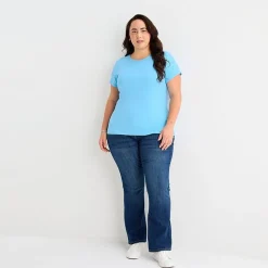 St. John's Bay Womens Plus Crew Neck Short Sleeve T-Shirt