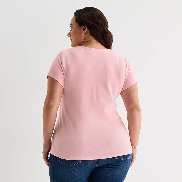 St. John's Bay Womens Plus Crew Neck Short Sleeve T-Shirt