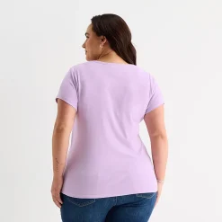 St. John's Bay Womens Plus Crew Neck Short Sleeve T-Shirt