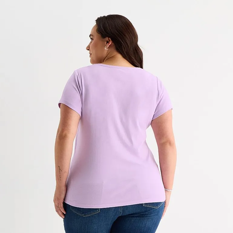 St. John's Bay Womens Plus Crew Neck Short Sleeve T-Shirt