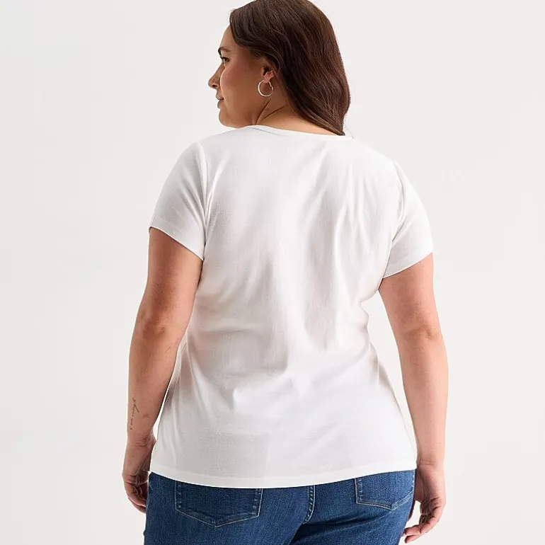 St. John's Bay Womens Plus Crew Neck Short Sleeve T-Shirt